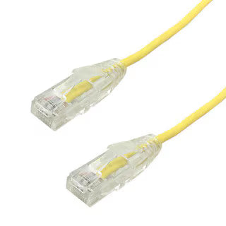 Yellow Ethernet cables with clear connectors