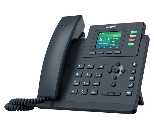 Yealink SIP-T33G Gigabit IP phone with a digital display and keypad.