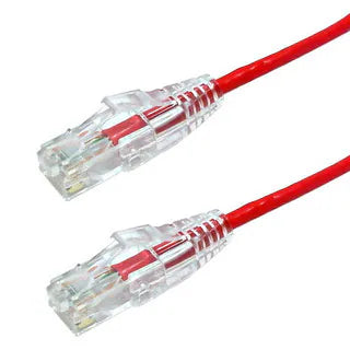 Red Ethernet cable with clear connectors 