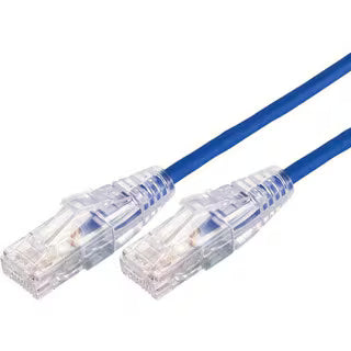 Blue Ethernet cable with clear connectors 